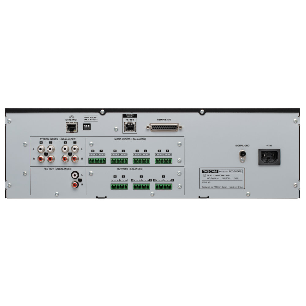 TASCAM タスカム MX-D1606 3U 設備用ラックマウントデジタルミキサー リアパネル
