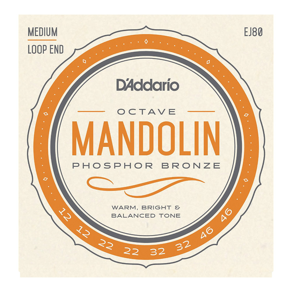 D’Addario ダダリオ EJ80 Phosphor Bronze Octave Mandolin Strings Medium 12-46 オクターブマンドリン弦