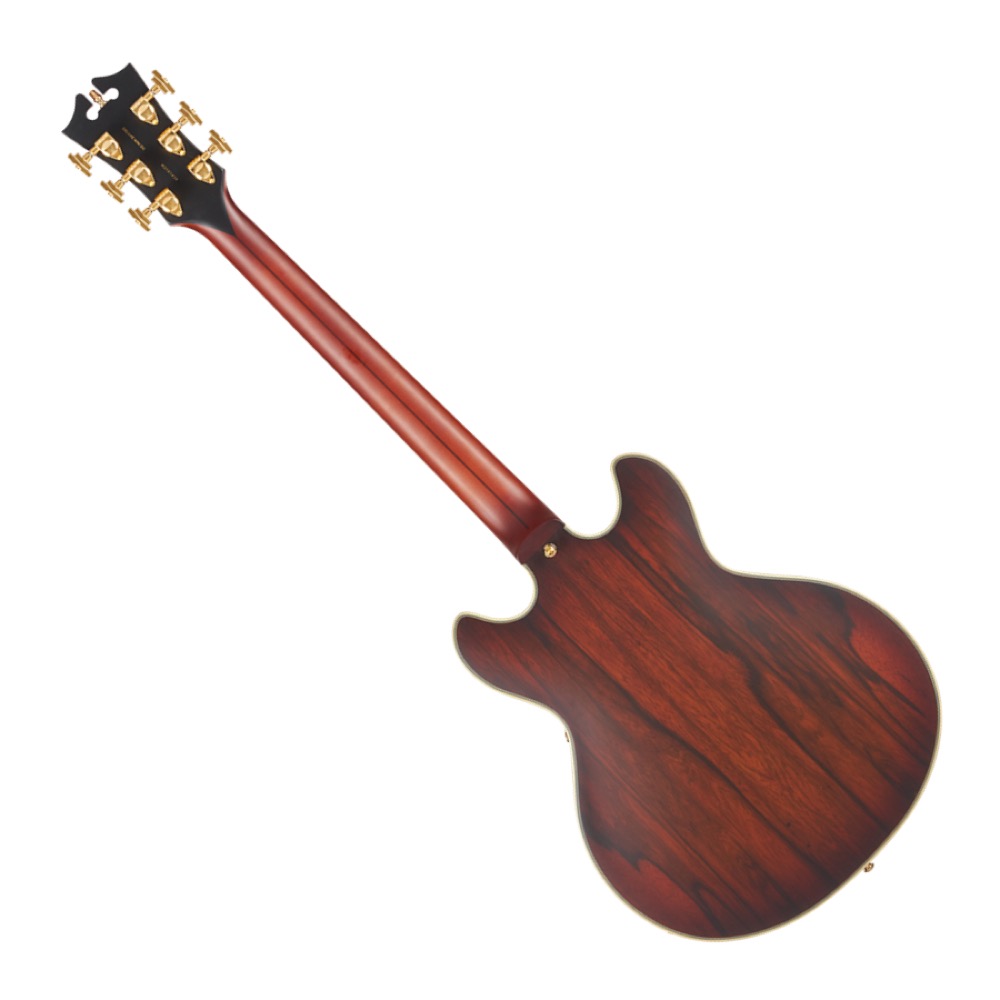 D’Angelico ディアンジェリコ Deluxe Mini DC Satin Brown Burst エレキギター セミアコ バック画像