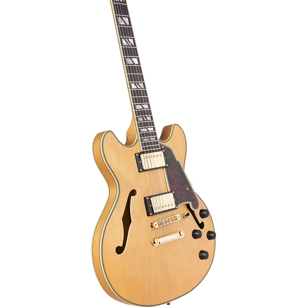 D’Angelico ディアンジェリコ Deluxe Mini DC Satin Honey エレキギター セミアコ ボディ画像