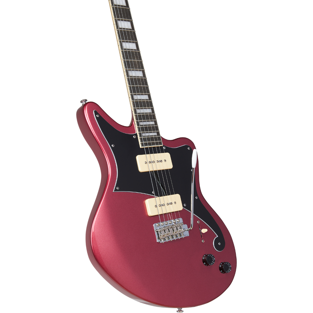 D’Angelico ディアンジェリコ Premier Bedford Oxblood エレキギター ボディ斜めアングル画像
