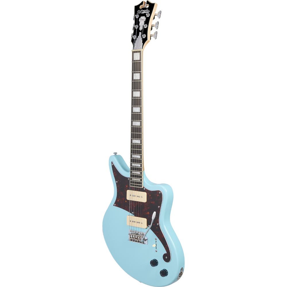 D’Angelico ディアンジェリコ Premier Bedford Sky Blue エレキギター 斜めアングル画像