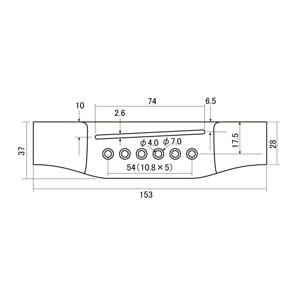 SCUD スカッド F-2801 アコースティックギター用 マーティンタイプ ブリッジ サイズ表画像