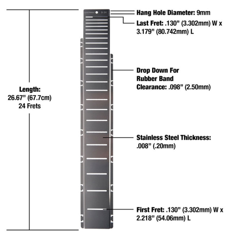 MUSIC NOMAD ミュージックノマド MN805 Fret Shield for B-34' Bass Fret Scale エレキベース用フレットガード サイズ説明