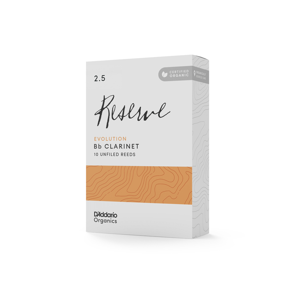 D’Addario Woodwinds ダダリオ ウッドウィンズ B♭クラリネット リード 10枚入り 硬さ：2.5 ダダリオ オーガニックス レゼルヴ エヴォリューション 本体画像