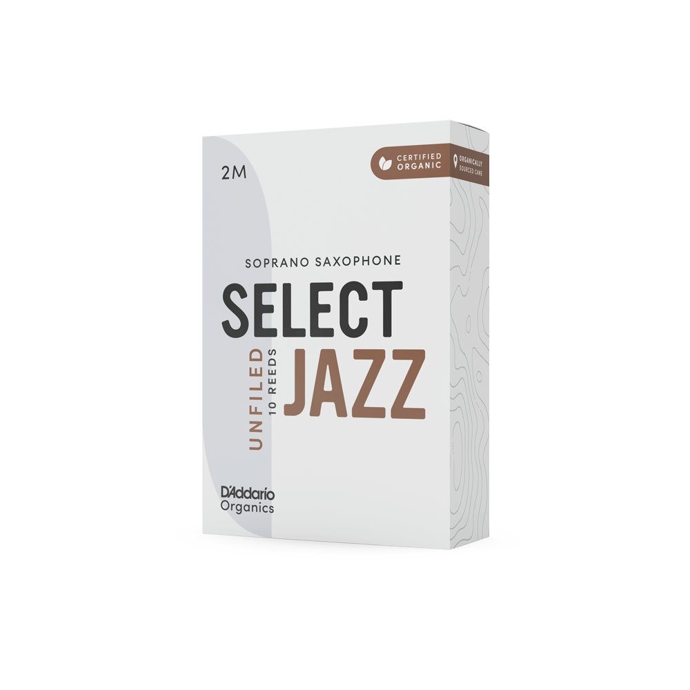 D’Addario Woodwinds ダダリオ ウッドウィンズ ソプラノサックス リード 10枚入り 硬さ:2M アンファイルドカット ダダリオ オーガニックス セレクトジャズ パッケージサイド