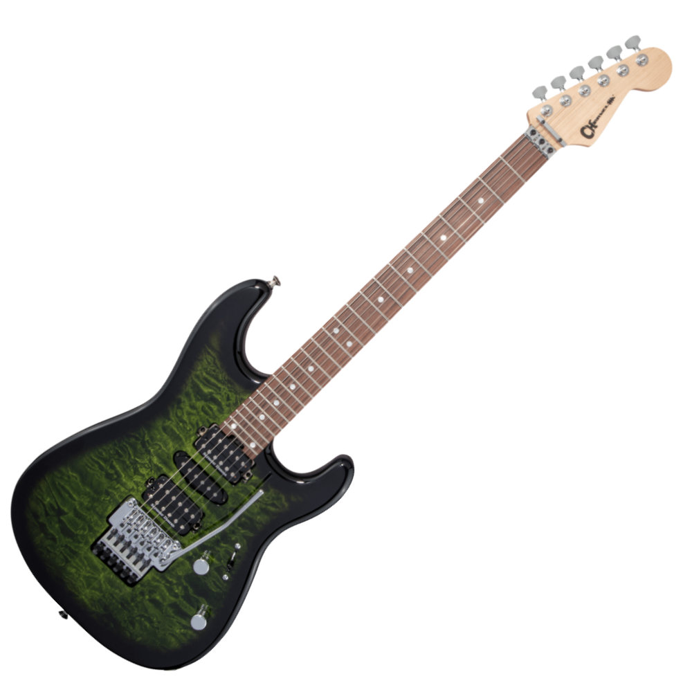 Charvel シャーベル Pro-Mod San Dimas Style 1 HSH FR PF QM Transparent Green Burst エレキギター