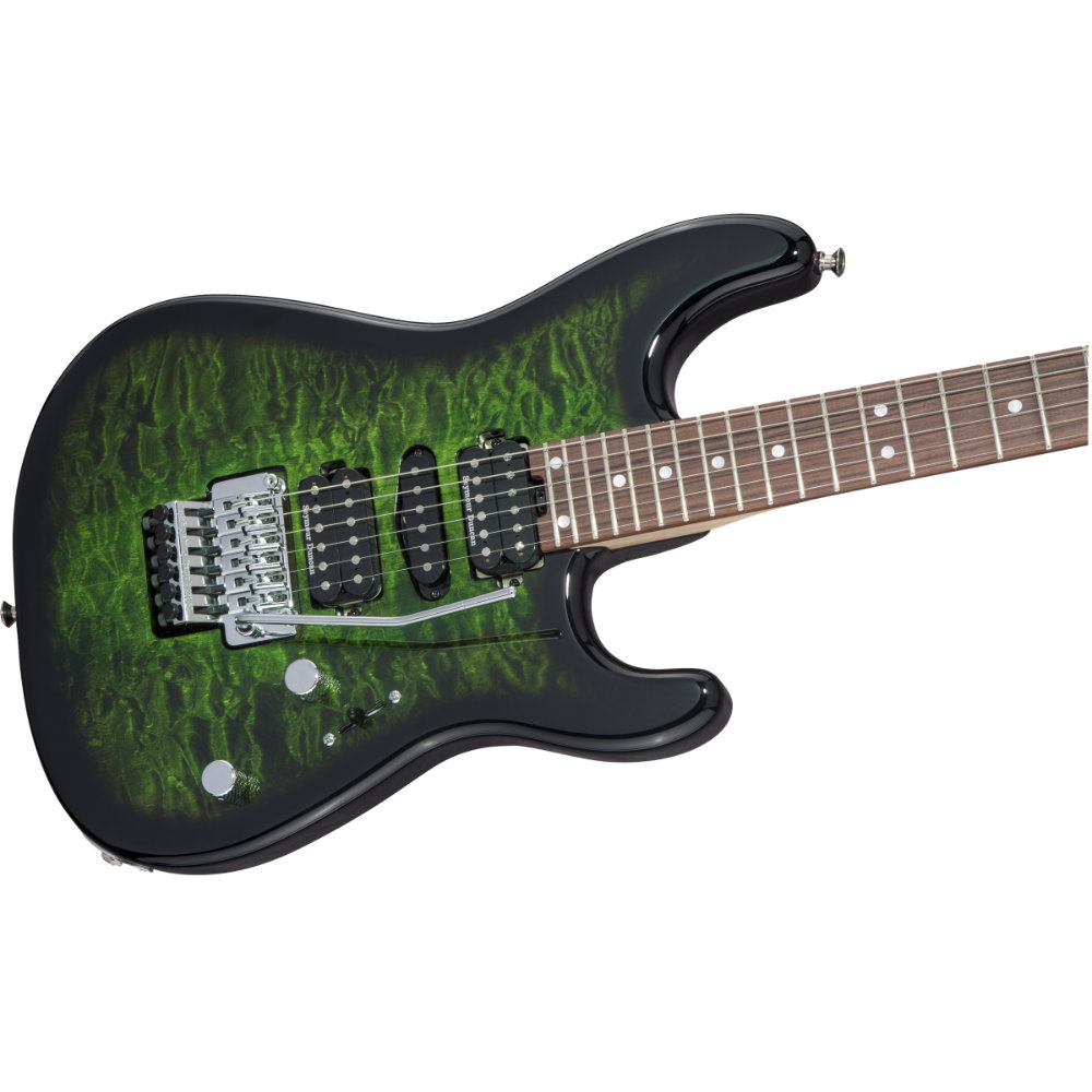 Charvel シャーベル Pro-Mod San Dimas Style 1 HSH FR PF QM Transparent Green Burst エレキギター ボディトップ