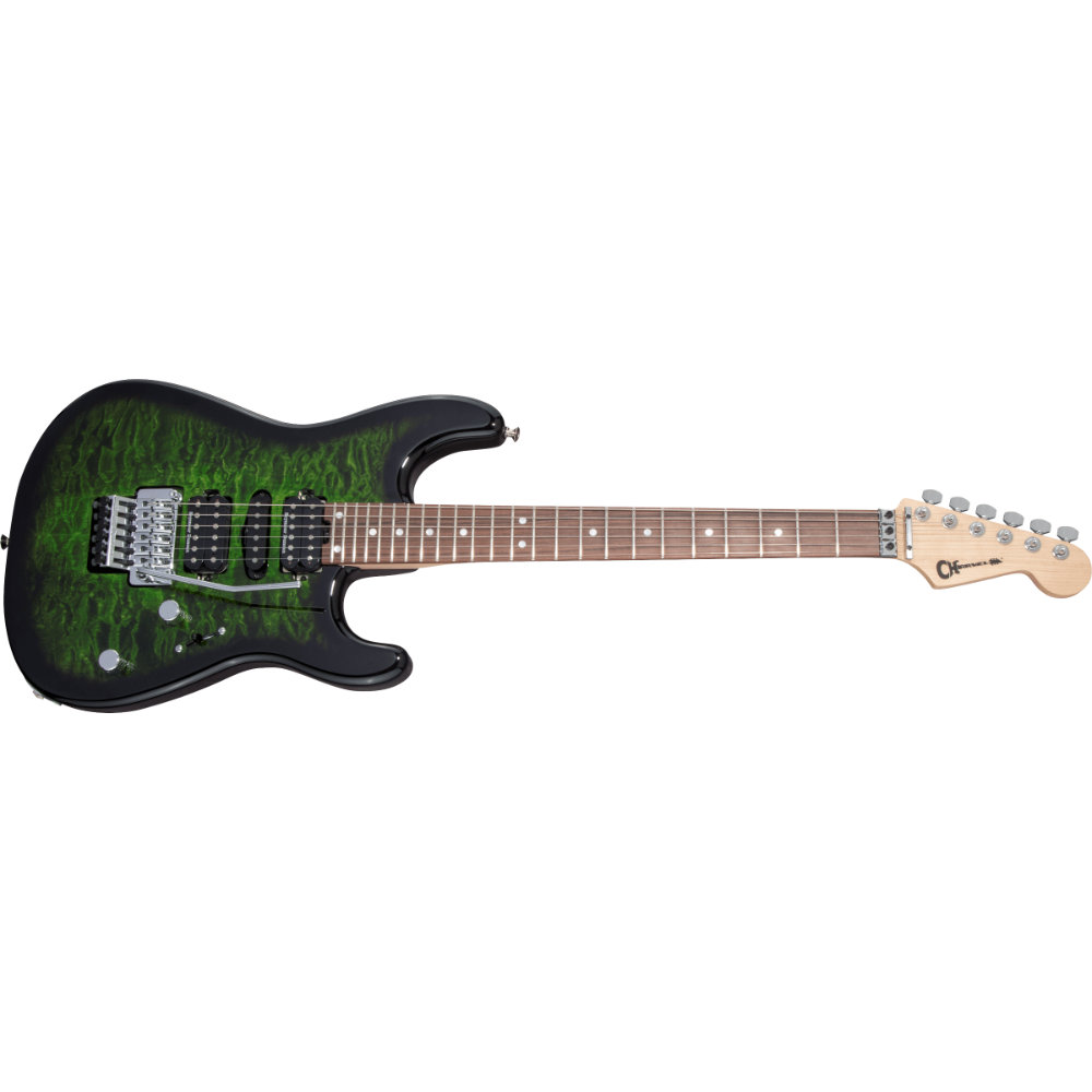 Charvel シャーベル Pro-Mod San Dimas Style 1 HSH FR PF QM Transparent Green Burst エレキギター ボディトップ