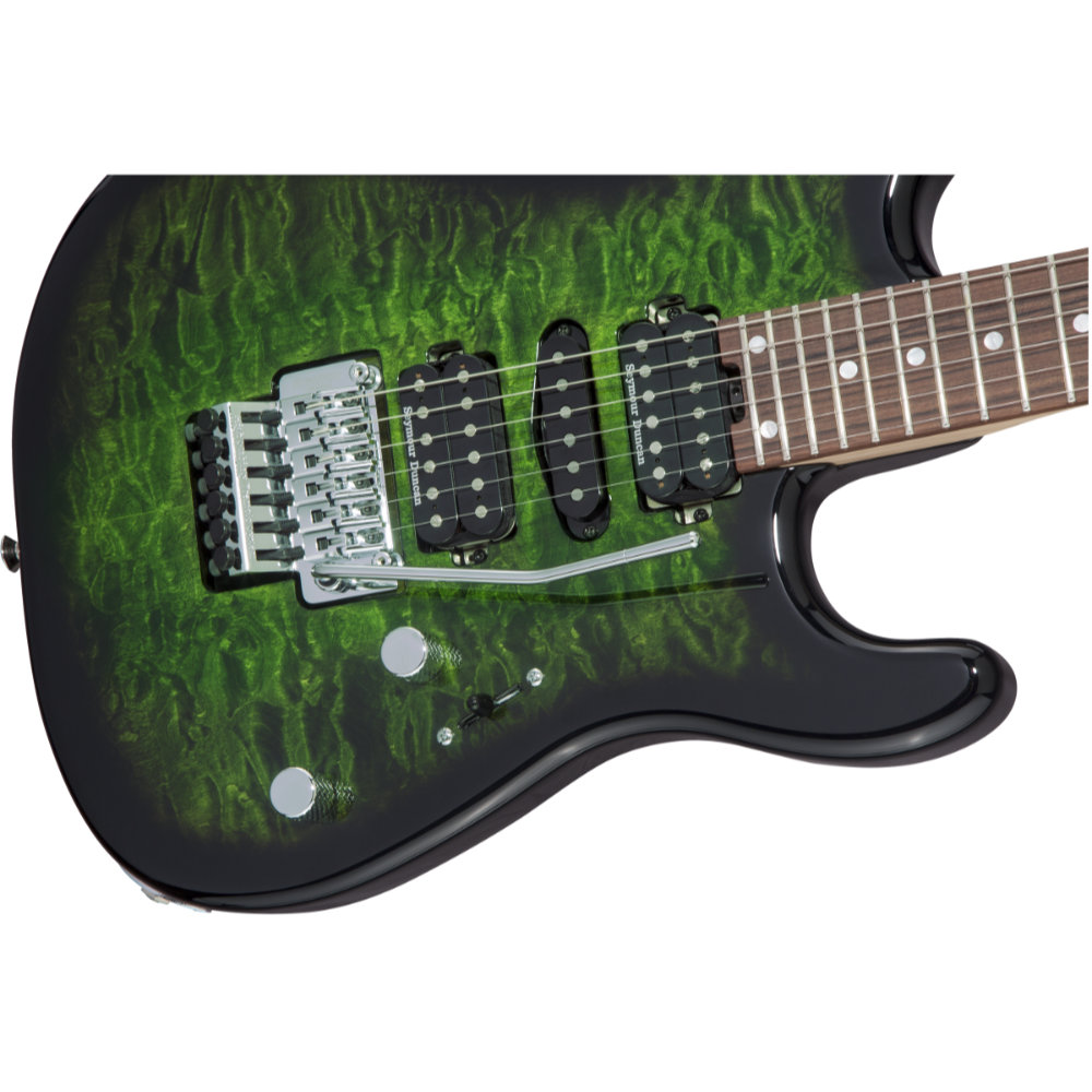 Charvel シャーベル Pro-Mod San Dimas Style 1 HSH FR PF QM Transparent Green Burst エレキギター ピックアップ、ブリッジ、コントロール