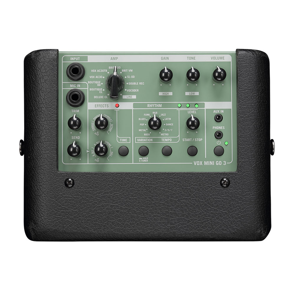VOX VMG-3 GR MINI GO 3 Olive Green 小型ギターアンプ コンボ コントロールパネル