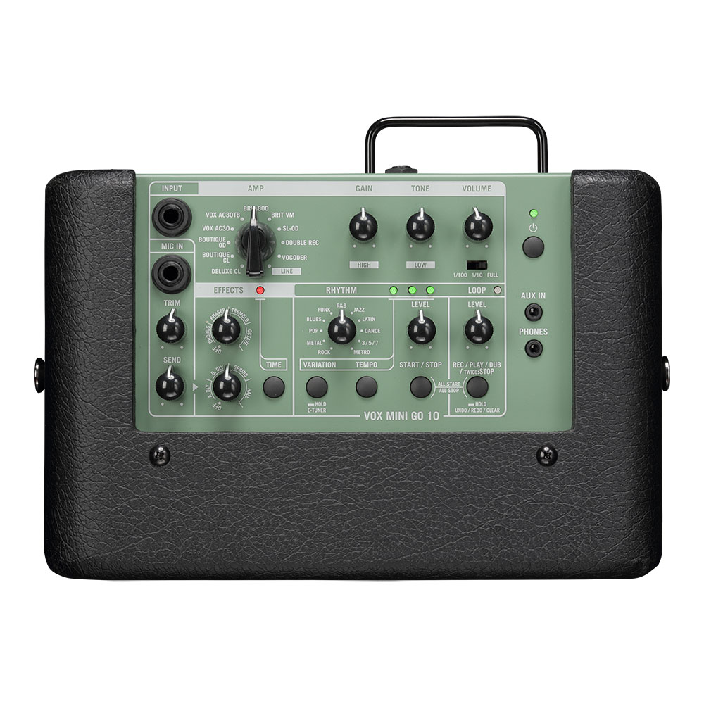VOX VMG-10 GR MINI GO 10 Olive Green 小型ギターアンプ コンボ コントロールパネル