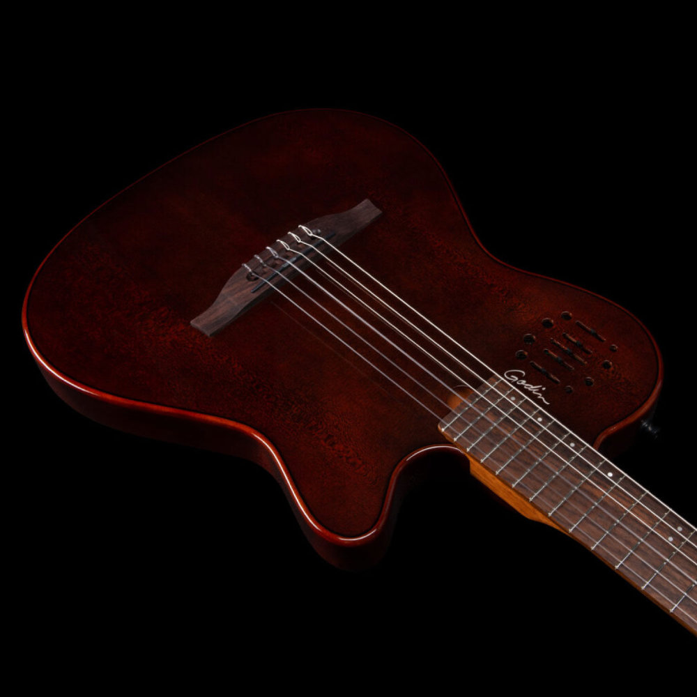 Godin ゴダン Multiac Mundial Kanyon Burst ナイロンギター カッタウェイ側サイド