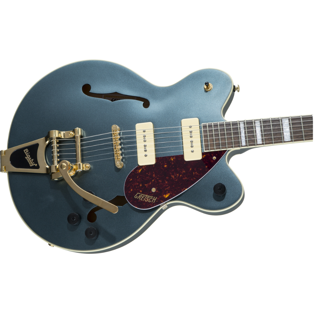 GRETSCH グレッチ G2622TG-P90 Limited Edition Streamliner Center Block P90 with Bigsby and Gold Hardware Gunmetal エレキギター セミアコギター 斜めアングル画像
