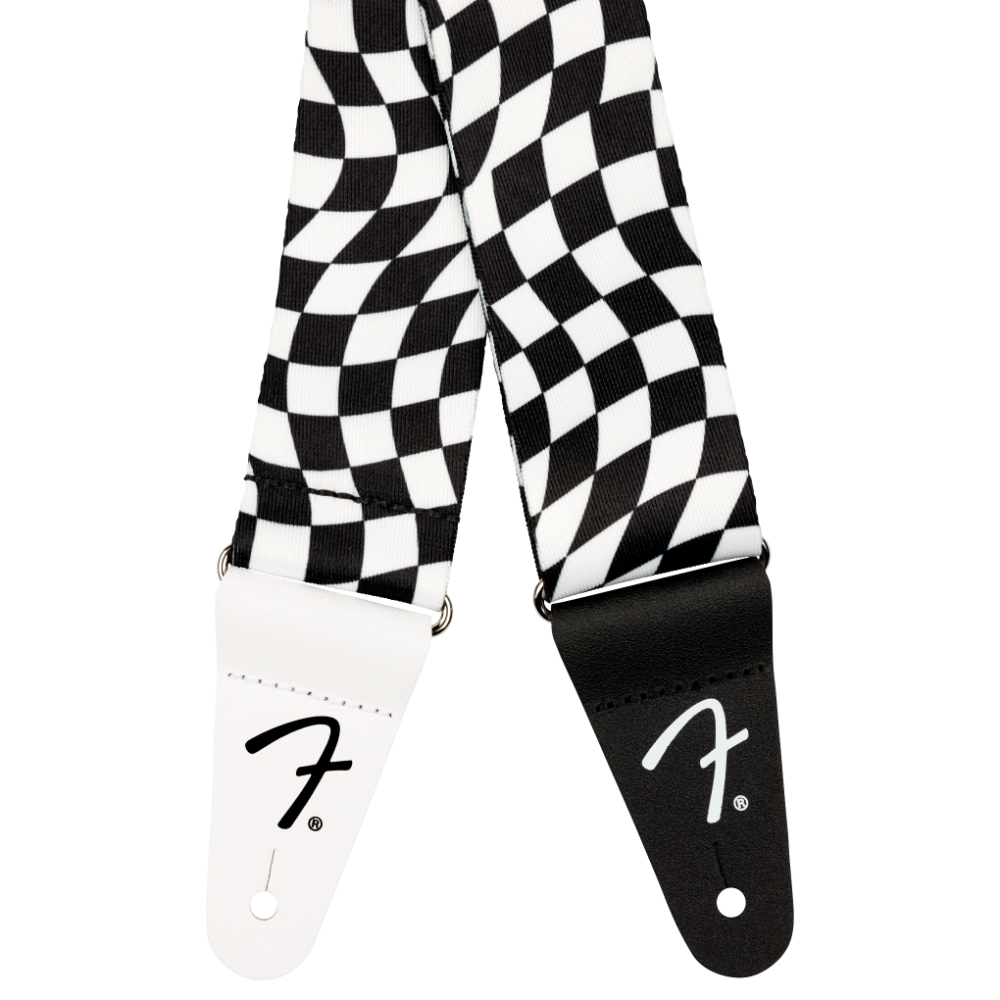 Fender フェンダー Checkerboard Polyester Strap Black White ギターストラップ ストラップエンド