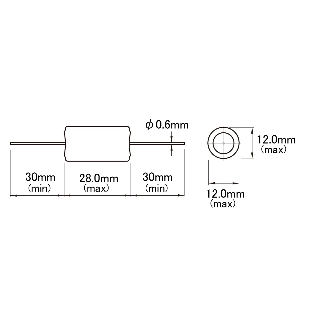 SCUD スカッド CR-047VQ 0.047μf オイルコンデンサー Vita-Q サイズ図画像