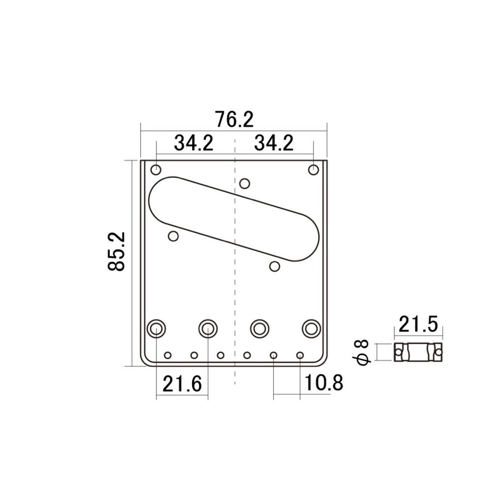 SCUD スカッド HK-24NS/TI テレキャスタータイプ用ブリッジ ニッケル 寸法画像