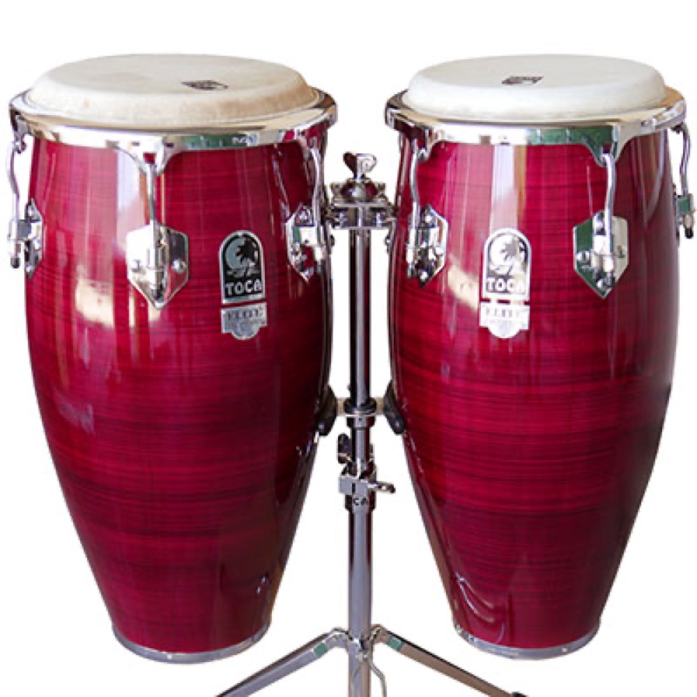 TOCA トカ 3100CF Elite Pro 11+11-3/4インチ Conga Set Crimson Maple Fade コンガ スタンド付き アップ画像