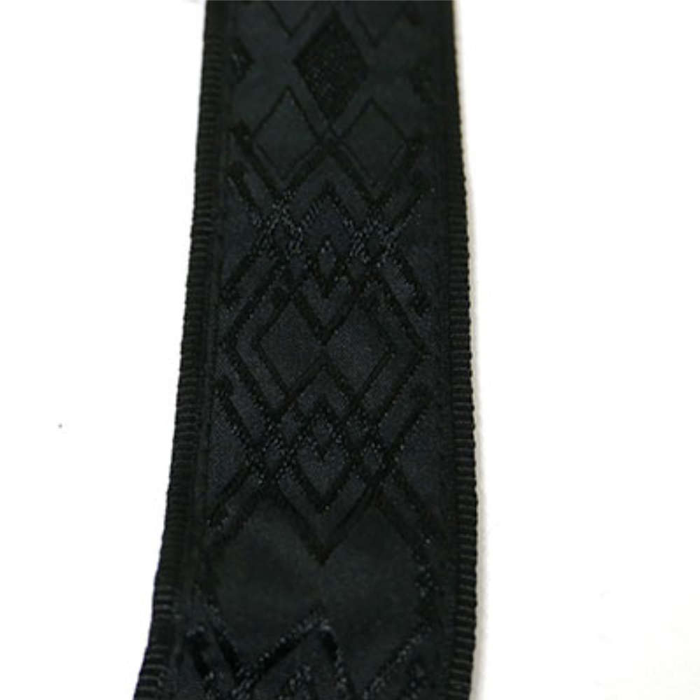 Perri’s ペリーズ TWSPL-6814 DIAMOND JACQUARD GUITAR STRAP WITH LOCK END BLACK ブラック ギターストラップ 本体画像1