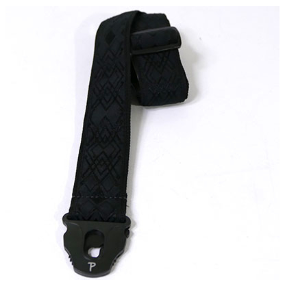 Perri’s ペリーズ TWSPL-6814 DIAMOND JACQUARD GUITAR STRAP WITH LOCK END BLACK ブラック ギターストラップ 本体画像3