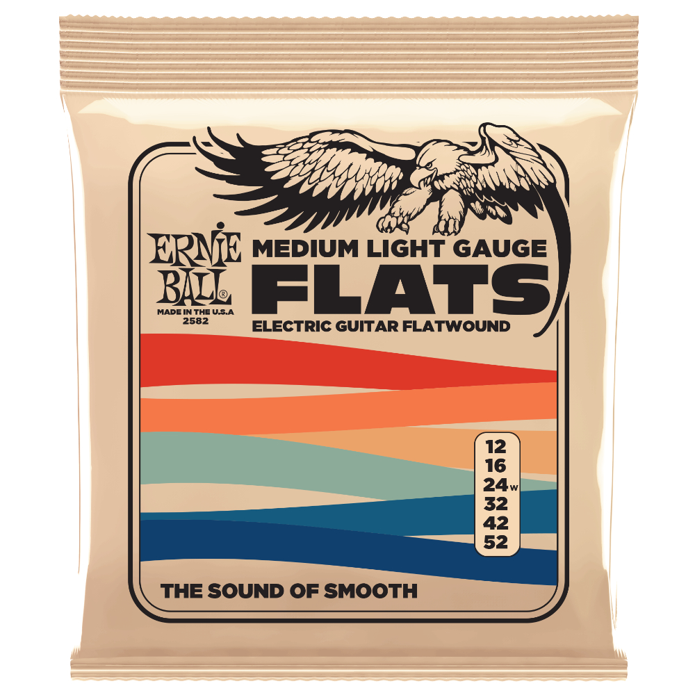 アーニーボール ギター弦 フラットワウンド ERNIE BALL 2582 Flatwound Stainless Steel 12-52 Medium Light ステンレススチール