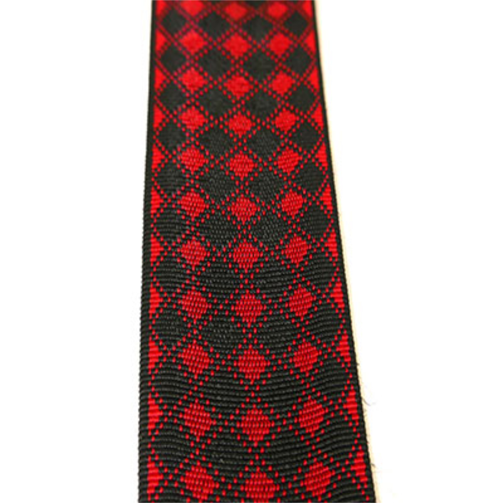 Perri’s ペリーズ TWS-7064 DIAMOND JACQUARD GUITAR STRAP BLK/RD ブラック レッド ギターストラップ 本体画像1