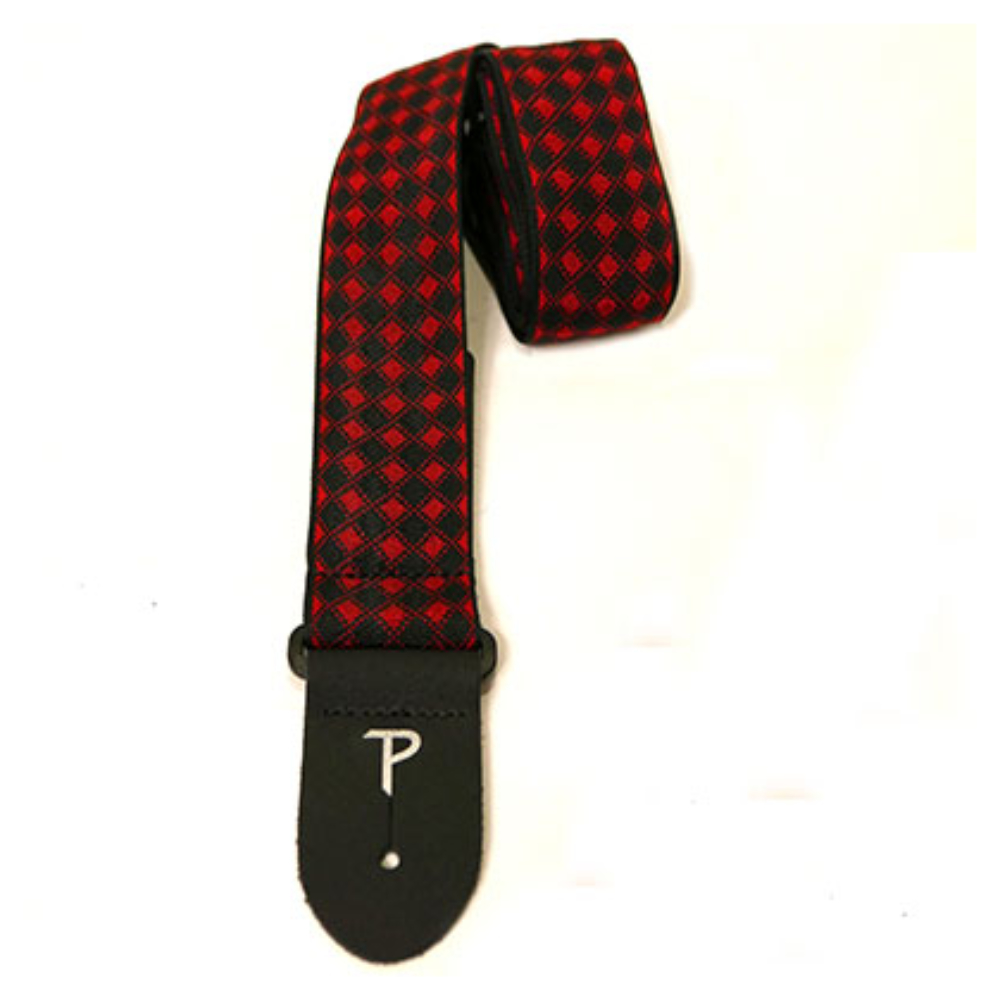 Perri’s ペリーズ TWS-7064 DIAMOND JACQUARD GUITAR STRAP BLK/RD ブラック レッド ギターストラップ 本体画像2