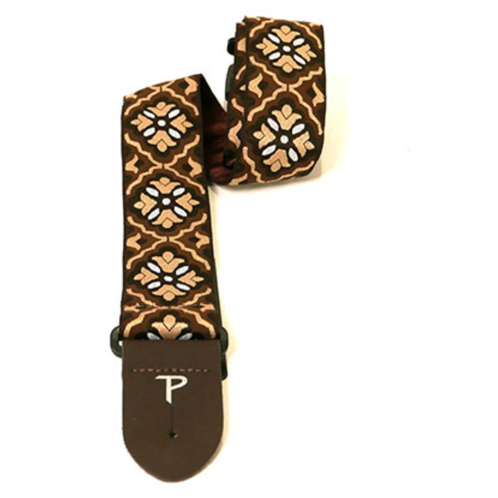 Perri’s ペリーズ TWS-7066 FLORAL JACQUARD GUITAR STRAP BRN/TAN ブラウン ギターストラップ 本体画像2