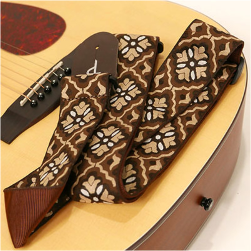Perri’s ペリーズ TWS-7066 FLORAL JACQUARD GUITAR STRAP BRN/TAN ブラウン ギターストラップ イメージ画像
