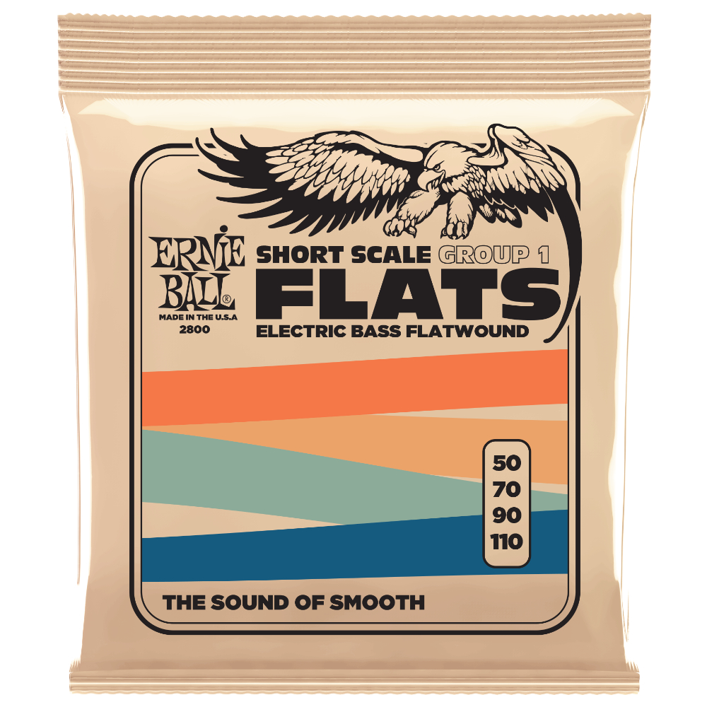アーニーボール ベース弦 フラットワウンド ERNIE BALL 2800 Bass Flatwound Stainless Steel 4 I 50-110 SHORT SCALE ステンレススチール ショートスケール