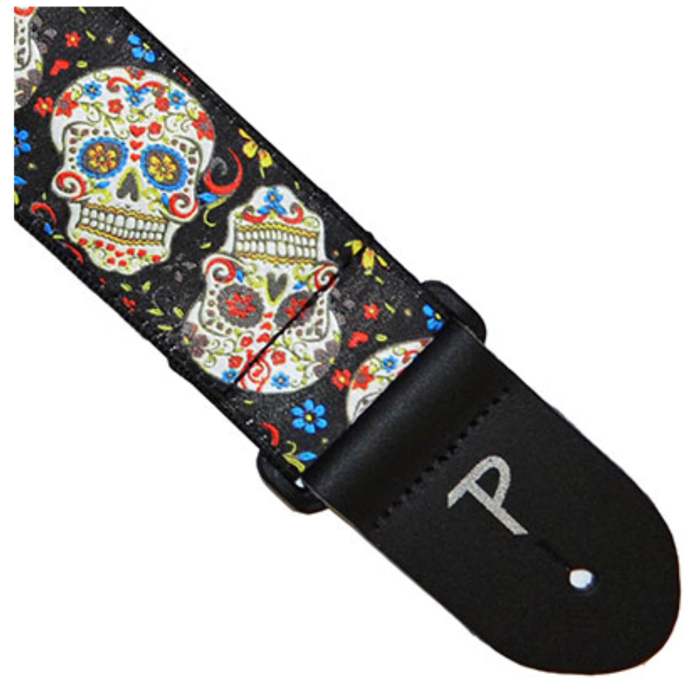 Perri’s ペリーズ TWS-6802 HOPE BLK SKULLS シュガースカル ギターストラップ 本体画像