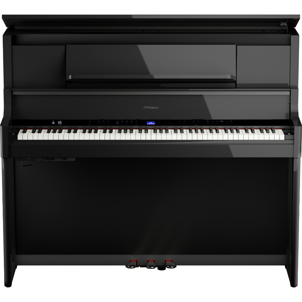 【組立設置無料サービス中】 ROLAND ローランド LX-9-PES 電子ピアノ 高低自在椅子付き ブラック 黒塗鏡面 正面画像