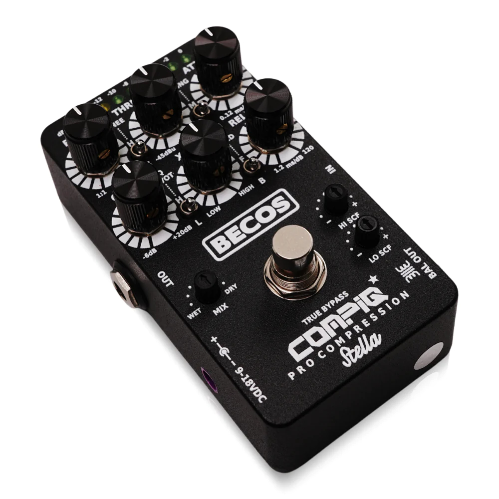 BECOS ベコス CompIQ STELLA Pro Compressor MkII with DITOS コンプレッサー ギターエフェクター 本体画像 斜め