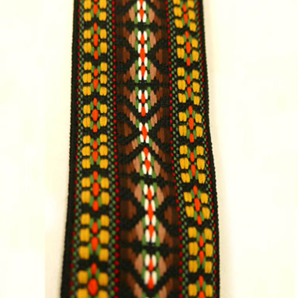Perri’s ペリーズ TWS-7034 2インチ JACQUARD Brown Yellow Hootenanny ギターストラップ 詳細図
