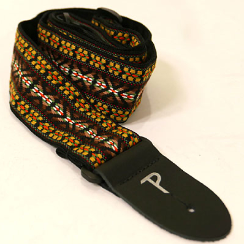 Perri’s ペリーズ TWS-7034 2インチ JACQUARD Brown Yellow Hootenanny ギターストラップ イメージ画像1