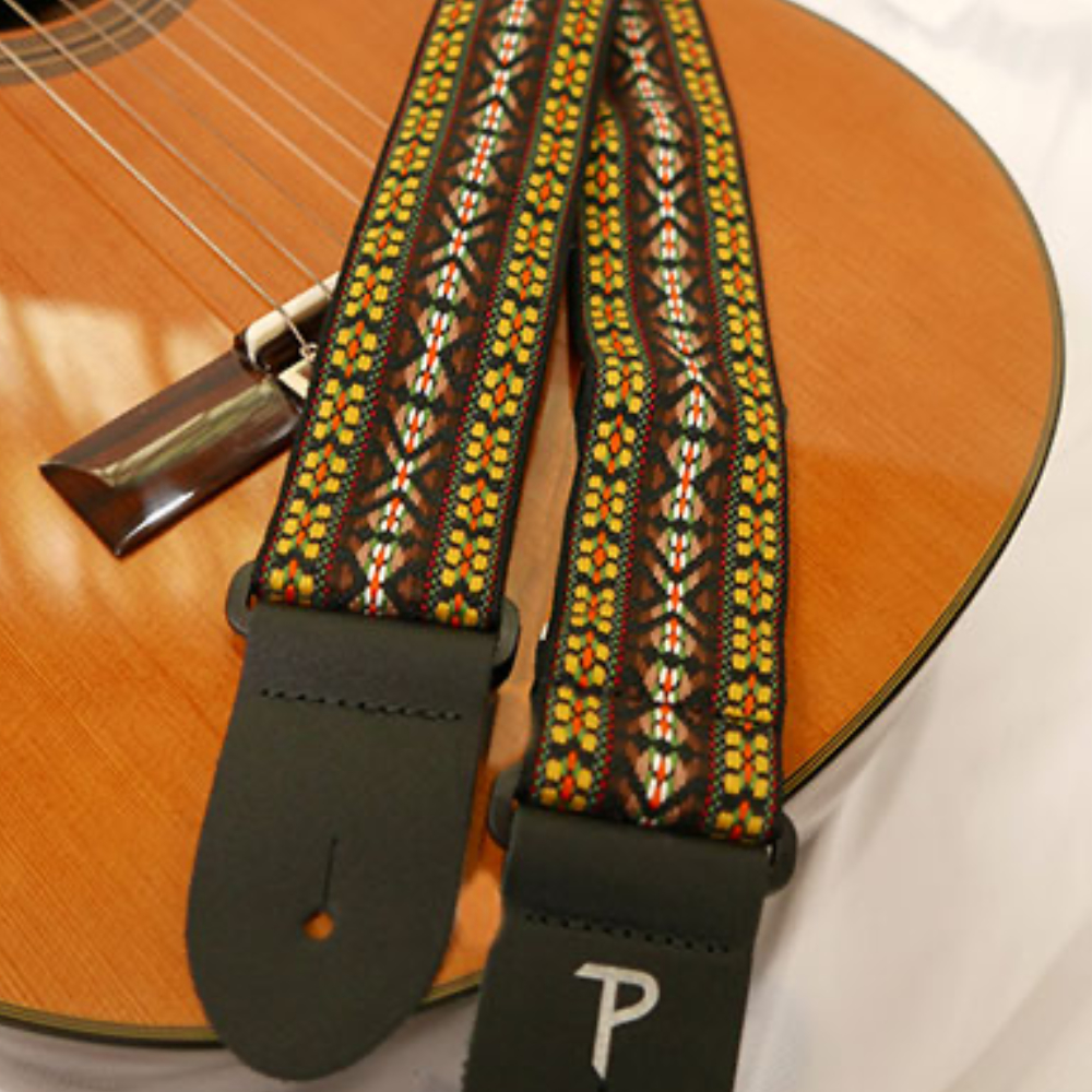 Perri’s ペリーズ TWS-7034 2インチ JACQUARD Brown Yellow Hootenanny ギターストラップ イメージ画像2