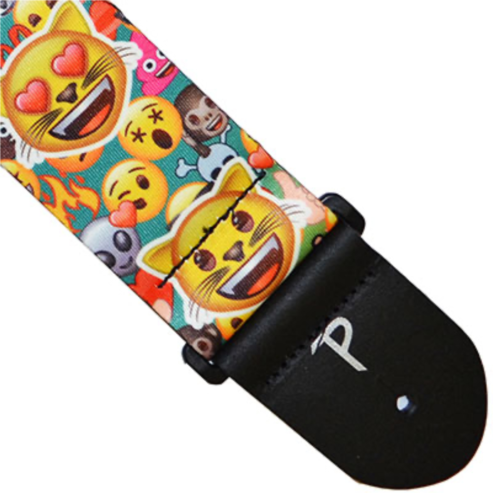 Perri’s ペリーズ P25FE-6900 2.5インチ EMOJI CATS コラージュ ギターストラップ ストラップエンド