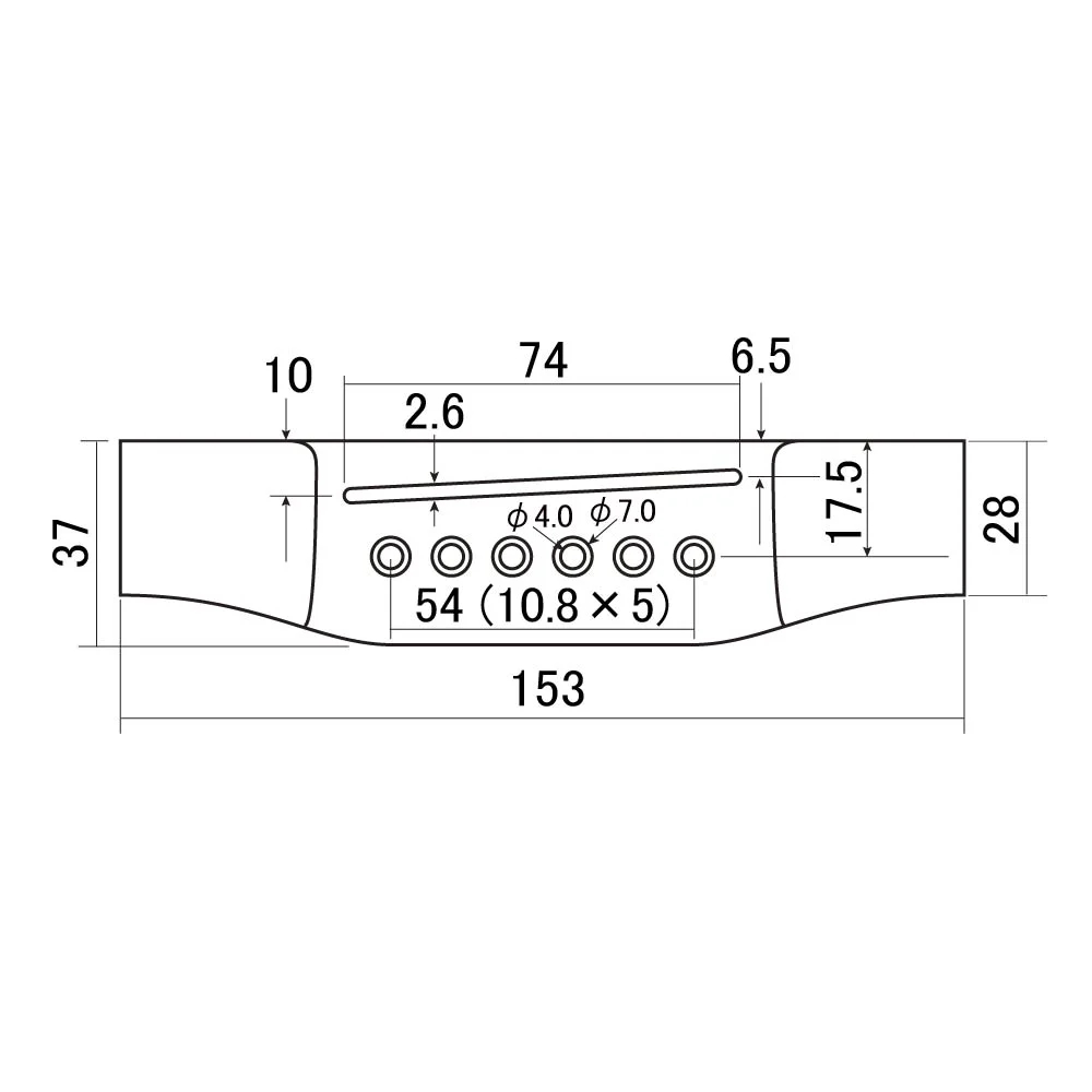 SCUD スカッド F-2802 アコースティックギター用ブリッジ サイズ図画像