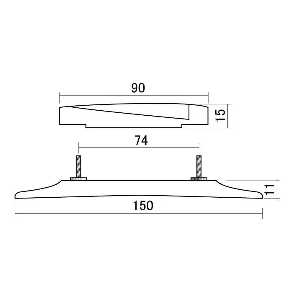 SCUD スカッド F-2806R アーチトップギター用ブリッジ スラントサドル サイズ図画像