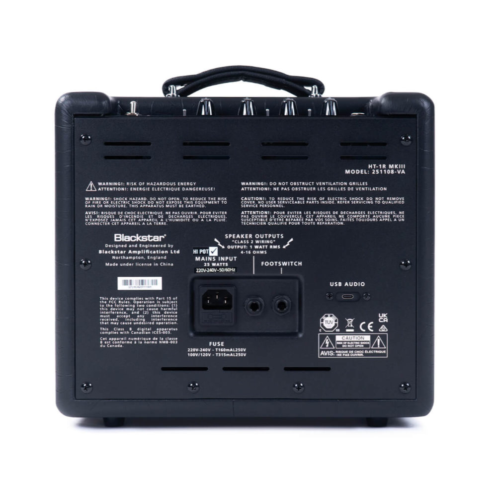 ギターアンプ コンボ 小型 真空管アンプ BLACKSTAR HT-1R MK3 COMBO R 1W チューブアンプ 1ワット フルチューブ リバーブ搭載 ブラックスター リア画像