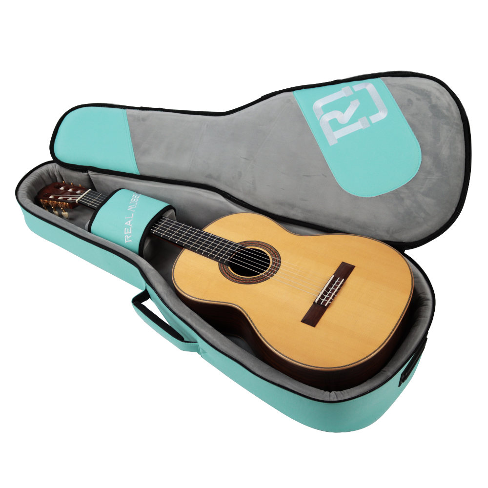 クラシックギターケース REAL MISSION CoolVox C Aqua アクア 水色 ギグバッグ リュック 背負うギターケース リアルミッション 仕舞いイメージ