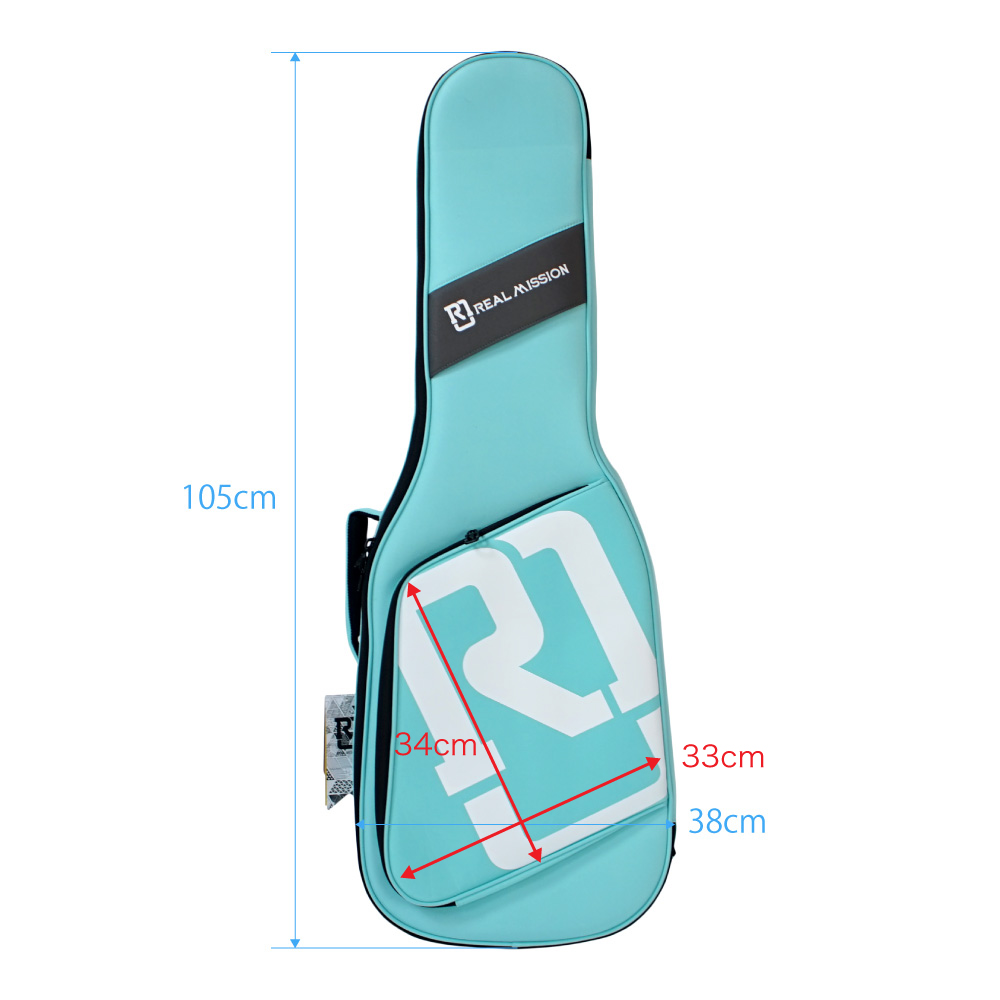 エレキギターケース REAL MISSION CoolVox E Aqua アクア 水色 エレキ ギグバッグ リュック 背負うギターケース リアルミッション サイズ詳細