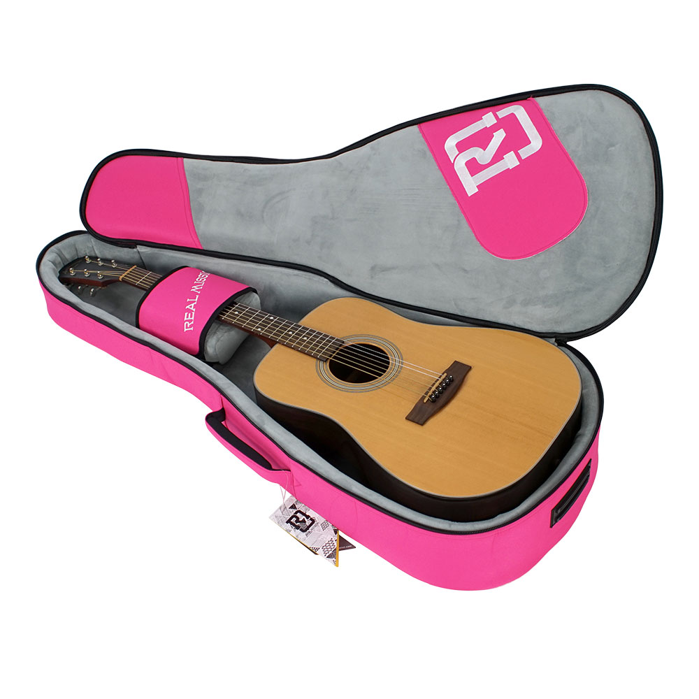 アコースティックギターケース REAL MISSION CoolVox D Pink ピンク アコギ ギグバッグ リュック 背負うギターケース リアルミッション ギター収納時