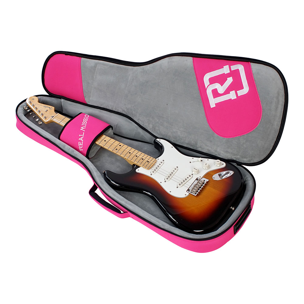 エレキギターケース REAL MISSION CoolVox E Pink ピンク エレキ ギグバッグ リュック 背負うギターケース リアルミッション ストラトキャスター収納時