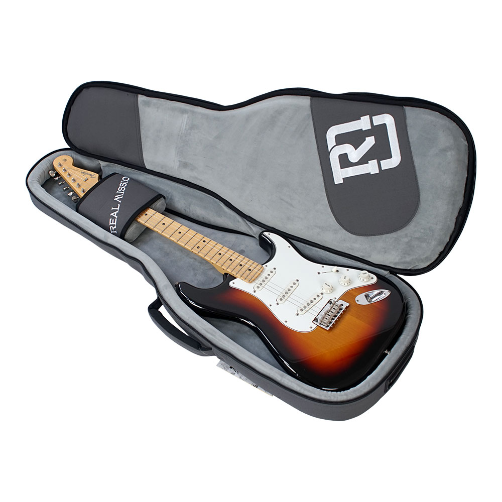 エレキギターケース REAL MISSION CoolVox E Grey グレー エレキ ギグバッグ リュック 背負うギターケース リアルミッション ストラップ収納時