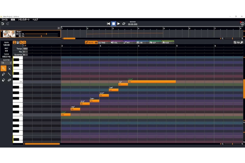 テクノスピーチ VoiSona Chis-A チセイ 特別パッケージ版 AI歌声合成ソフト TSVS-003 エディット画面