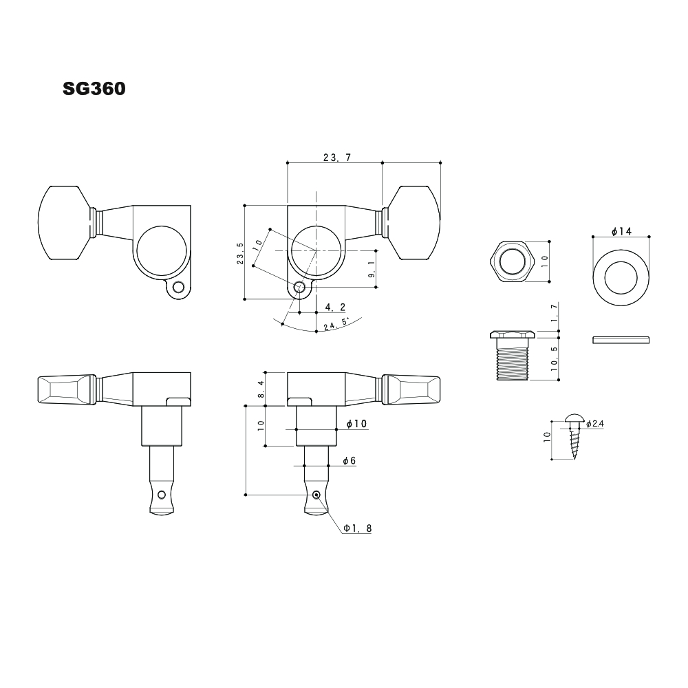 ゴトー GOTOH SG360-HAPM-01-L3R3-Chrome ギター用ペグ 詳細画像