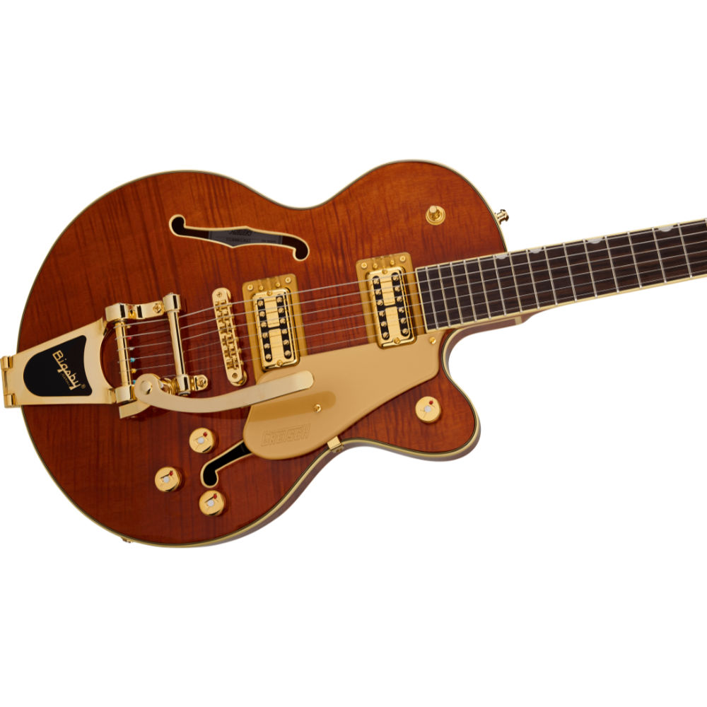 GRETSCH グレッチ Electromatic LTD Flame Okoume Broadkaster Jr.Single-Cut with Bigsby RNDORG エレキギター 斜めアングル画像