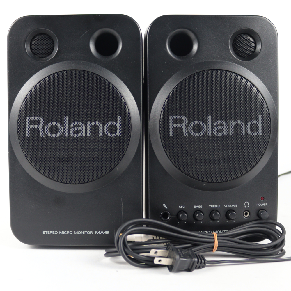 中古】 モニタースピーカー ROLAND MA-8 ペア マイク入力対応 