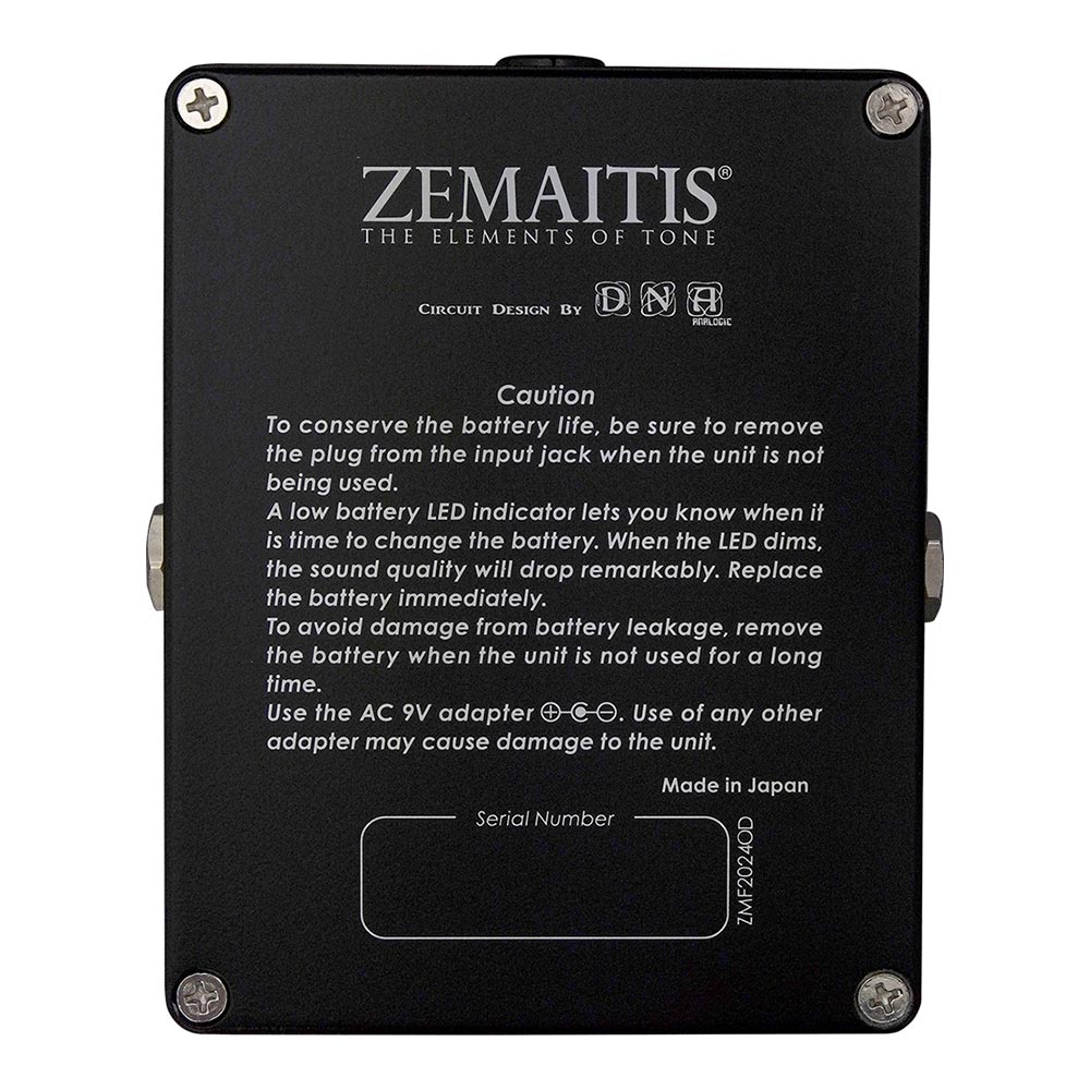 ZEMAITIS ゼマイティス ZMF2024OD オーバードライブ ギターエフェクター 裏面